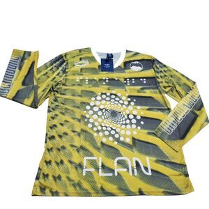 FLAN LABS Cellar Soccer Jersey Mens XL Green Geo Printed Long Sleeve NWT